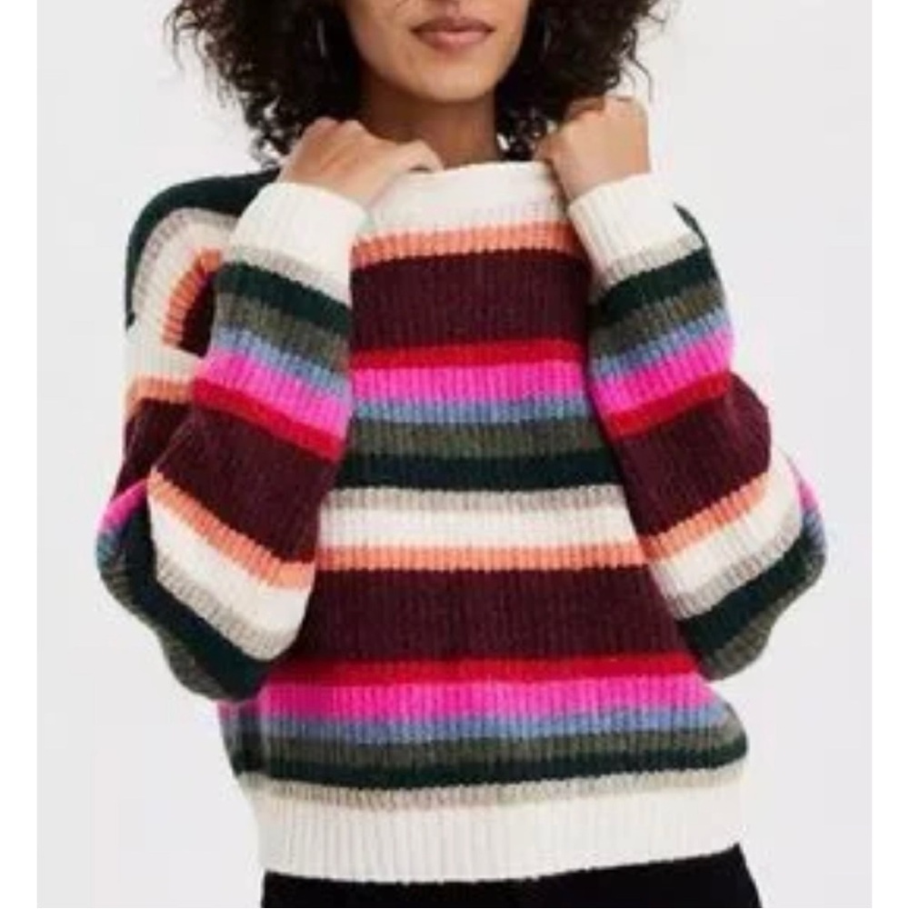 American Eagle Multicolor Striped Crewneck Sweater Size M Super Soft